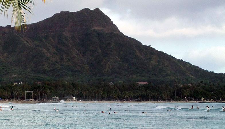 Surfing at Diamond Head